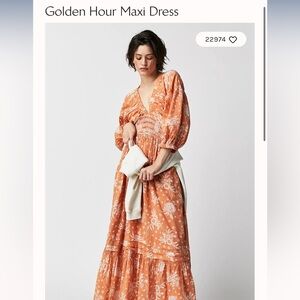Free People Golden Hour Maxi Dress Orange size Medium
